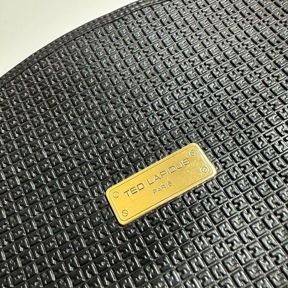 Ted Lapidus Paris Large Travel Cosmetic Bag Clutch Black Zip Top Closure - Picture 10 of 11